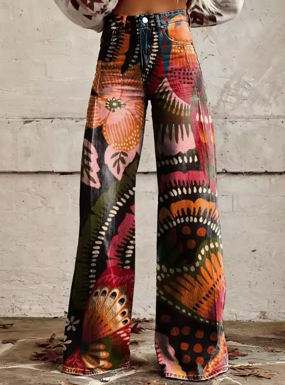 Vanessa | Livlige Psykedeliske Flared Jeans