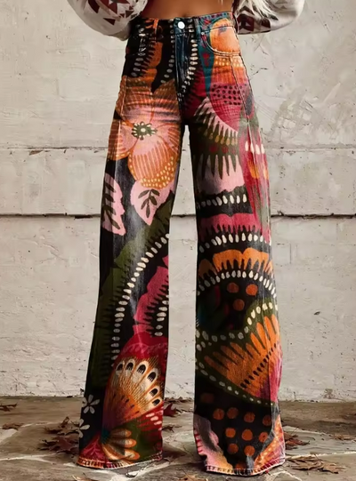 Vanessa | Livlige Psykedeliske Flared Jeans