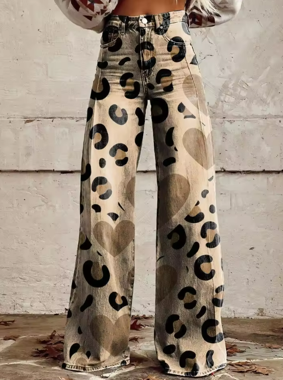 Violet | Leopard Hjerteprint Jeans