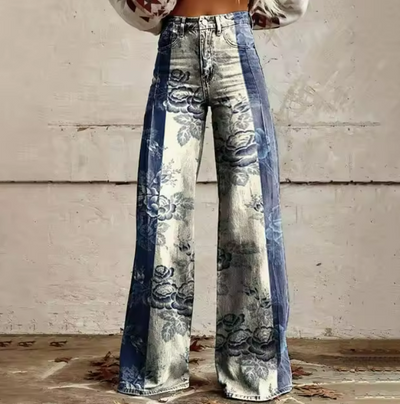 Victoria | Blomster Patchwork Flared Jeans