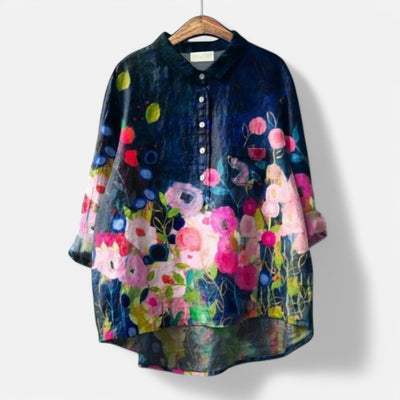 Kiara | Stilfuld Løs Pasform Blomstret Bluse