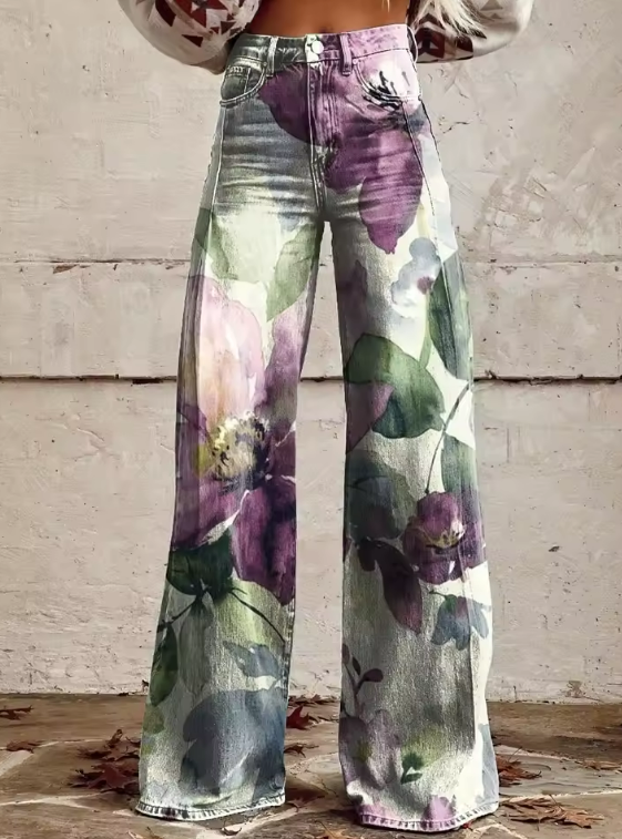 Marissa | Blomsterkunst Bredbenede Jeans