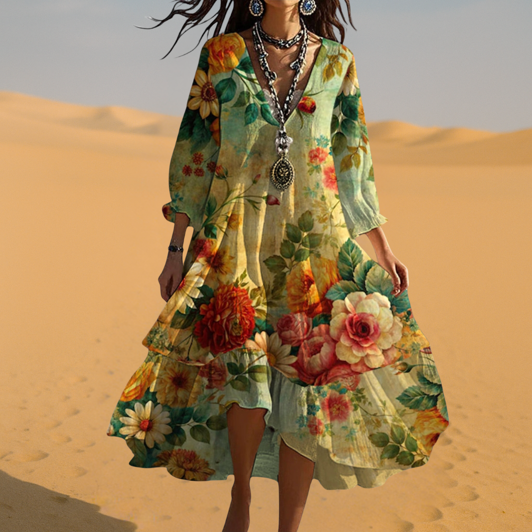 Martine I Vintage Boho V-hals Kjole