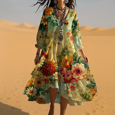 Martine I Vintage Boho V-hals Kjole