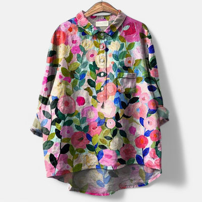 Kiara | Stilfuld Løs Pasform Blomstret Bluse