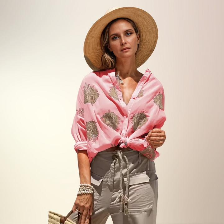 Gaby | Stilfuld Broderet Skjorte
