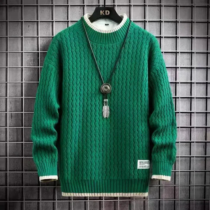 Adrian | Farveblokket Kabelstrikket Turtleneck