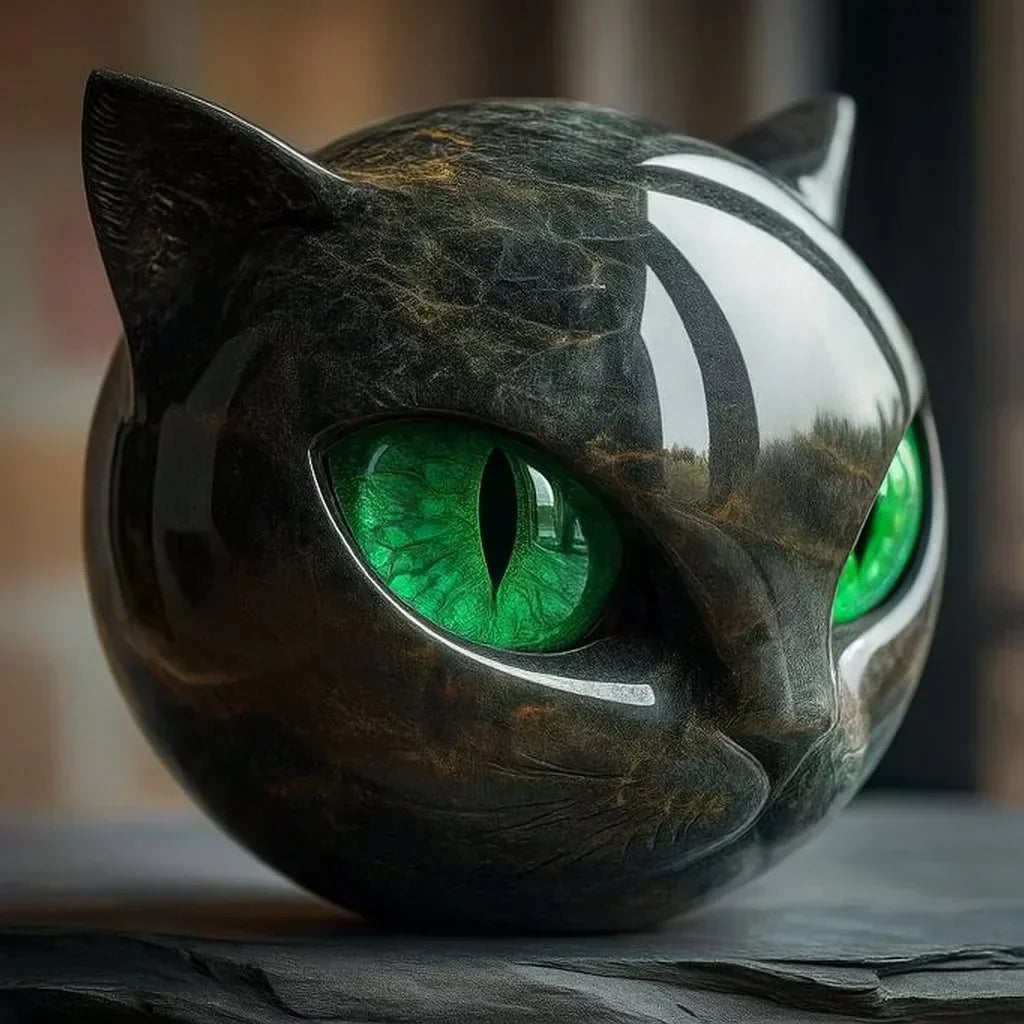 NyxCharm I Mystisk sort kattehovedskulptur