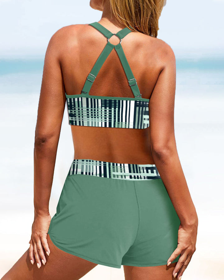 Janelle - Ribbet bikini med høj talje