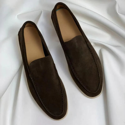Elegante loafers i ruskind