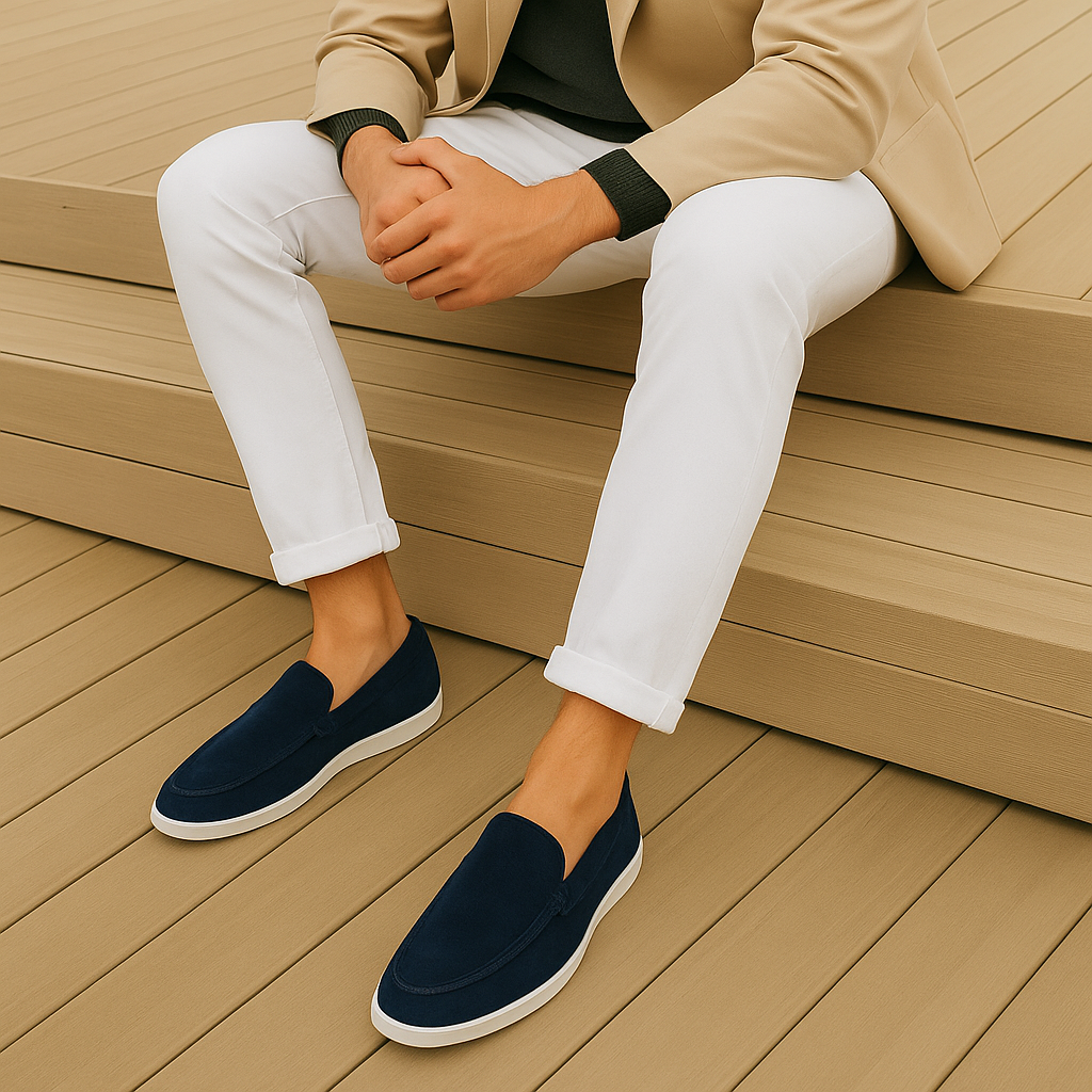 Elegante loafers i ruskind