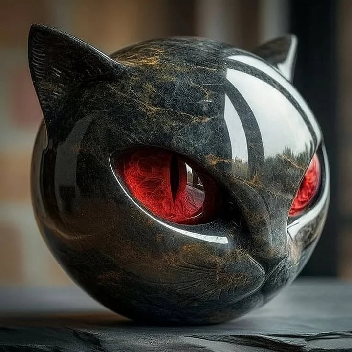NyxCharm I Mystisk sort kattehovedskulptur