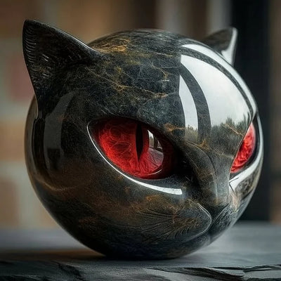 NyxCharm I Mystisk sort kattehovedskulptur