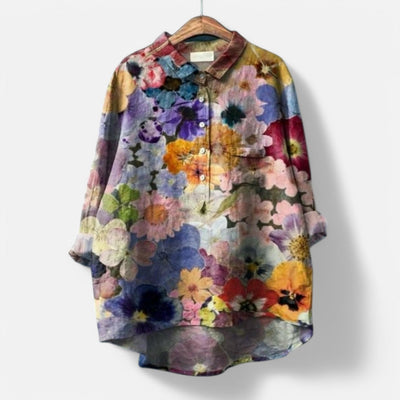 Kiara | Stilfuld Løs Pasform Blomstret Bluse