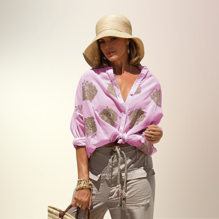 Gaby | Stilfuld Broderet Skjorte