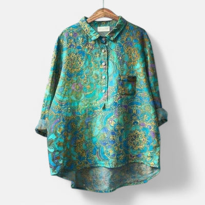 Kiara | Stilfuld Løs Pasform Blomstret Bluse