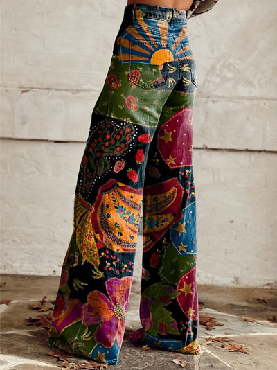 Wendy | Psykedeliske Kunst Flared Jeans