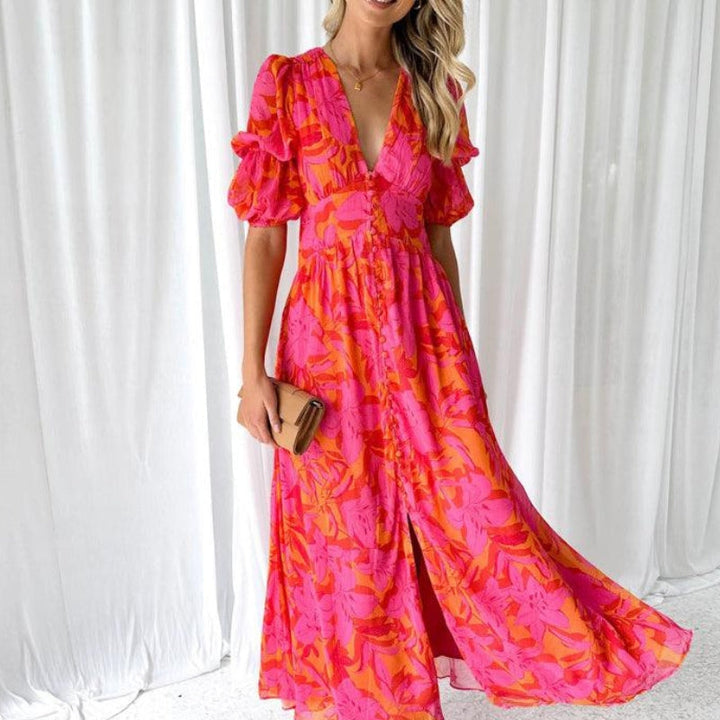 Lavinia | Stilfuld Blomsterprint Maxi Kjole