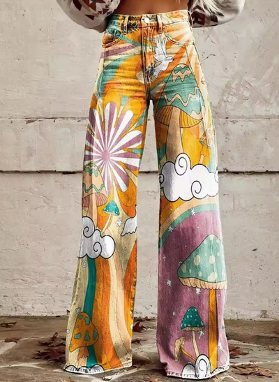 Amelia | Psykedeliske Svampe Print Jeans