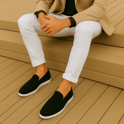 Elegante loafers i ruskind