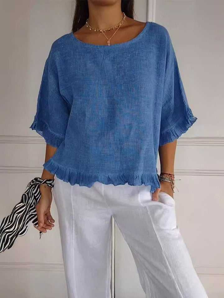 Amanda | Casual Top med Volantkant