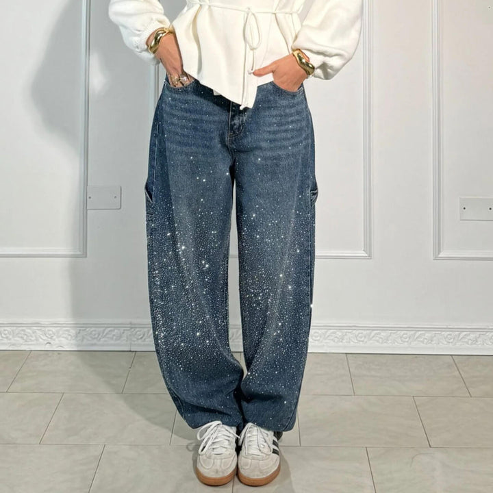 Raphaelle | Trendy stjerneklare denimcargobukser