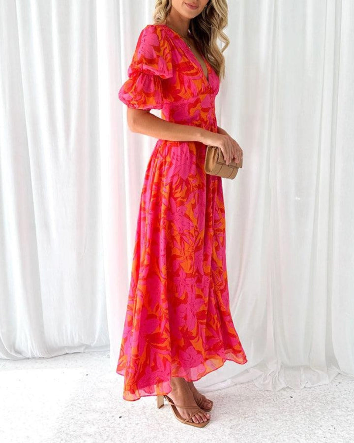 Lavinia | Stilfuld Blomsterprint Maxi Kjole
