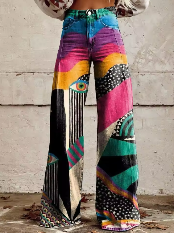 Delilah | Farverig Geometrisk Print Jeans