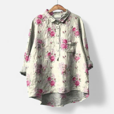 Kiara | Stilfuld Løs Pasform Blomstret Bluse