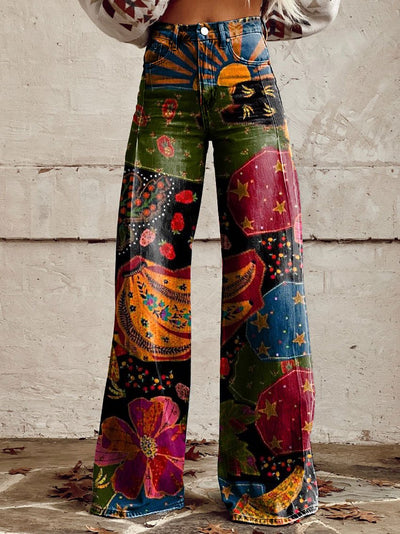 Wendy | Psykedeliske Kunst Flared Jeans