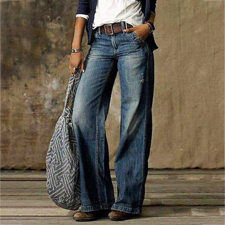 Serina | Højtaljet Denim med Brede Ben