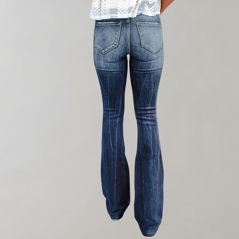 Janina | Højtaljede Flossede Jeans med Revner