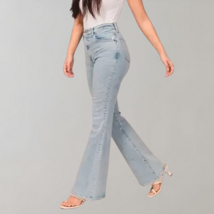 Sanne | Højtaljede Mørke Flare Jeans