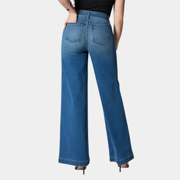Nora | Højtaljede Denimjeans med Brede Ben