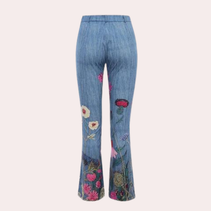 Annika | Stilfulde Blomsterprint Flared Jeans