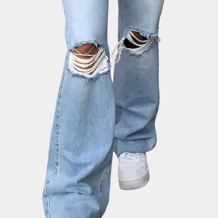 Grethe | Højtaljede Distressed Flared Jeans