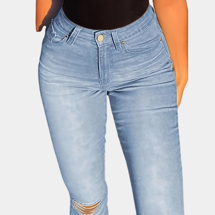 Grethe | Højtaljede Distressed Flared Jeans