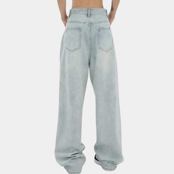 Serina | Stilfulde Distressed Jeans med Brede Ben