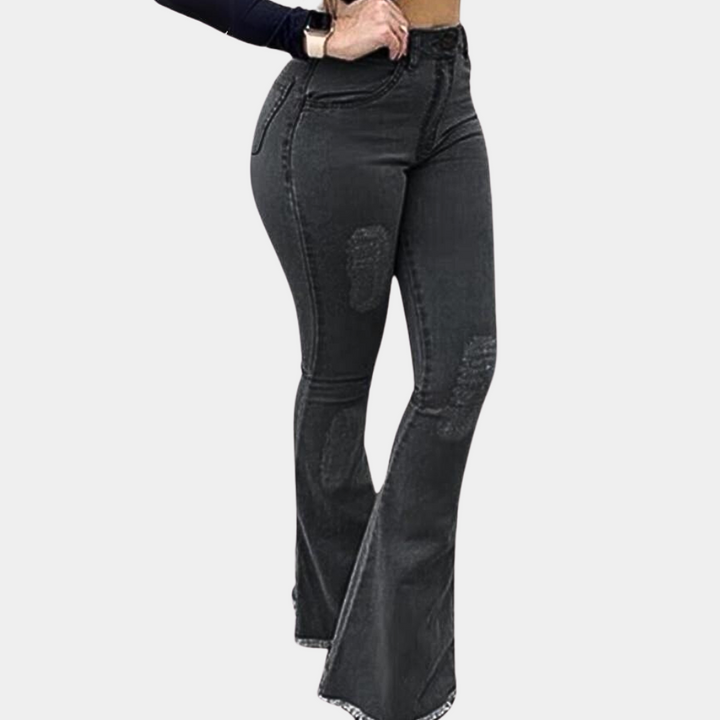 Yvonne | Stilfulde Slidte Flared Jeans