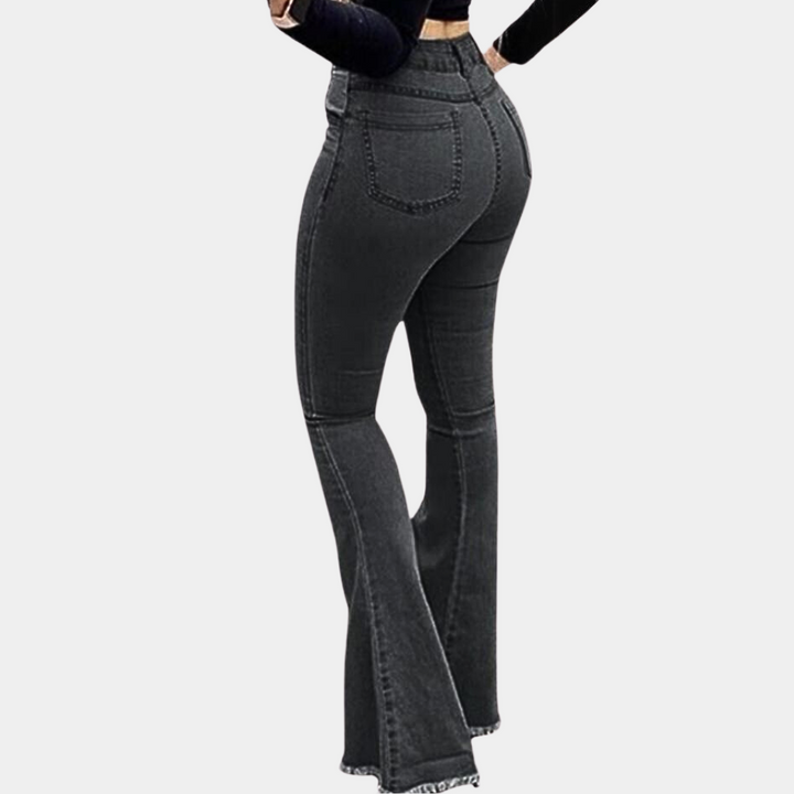 Yvonne | Stilfulde Slidte Flared Jeans