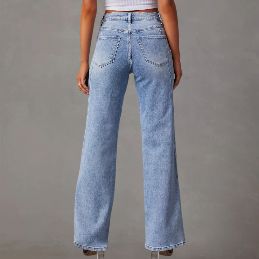 Astrid | Stilfulde Højtaljede Jeans med Brede Ben