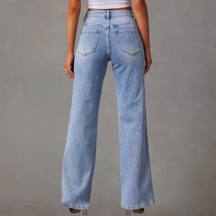 Astrid | Stilfulde Højtaljede Jeans med Brede Ben