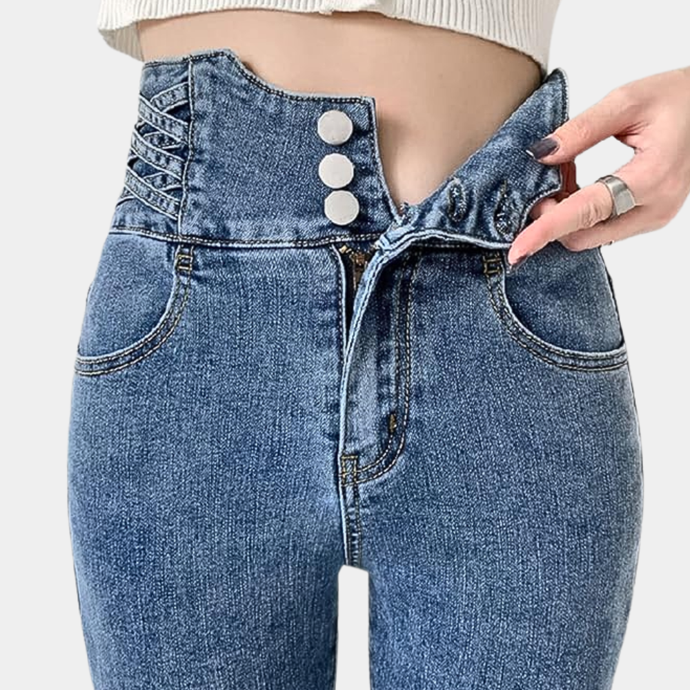 Augusta | Højtaljede Skinny Jeans med Knapper