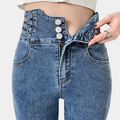 Augusta | Højtaljede Skinny Jeans med Knapper