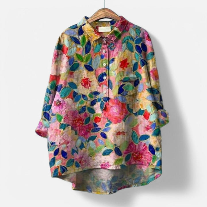 Kiara™ | Stilfuld Løs Pasform Blomstret Bluse