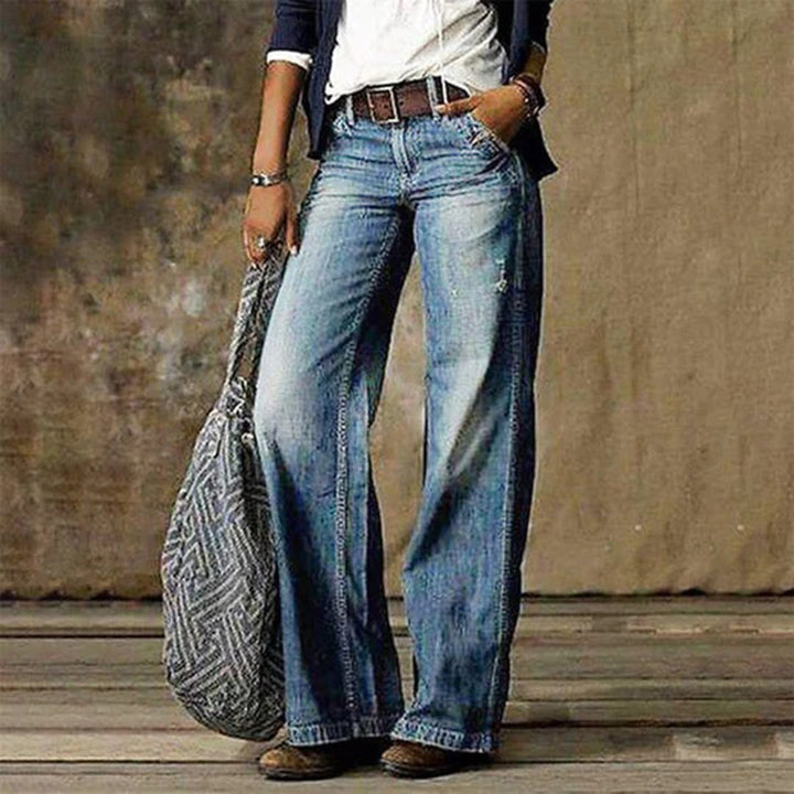 Serina | Højtaljet Denim med Brede Ben