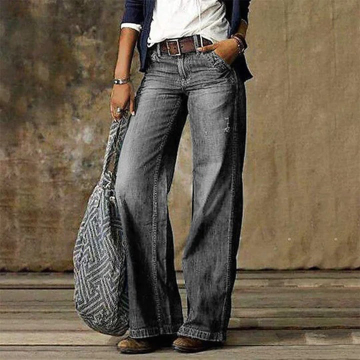 Serina | Højtaljet Denim med Brede Ben