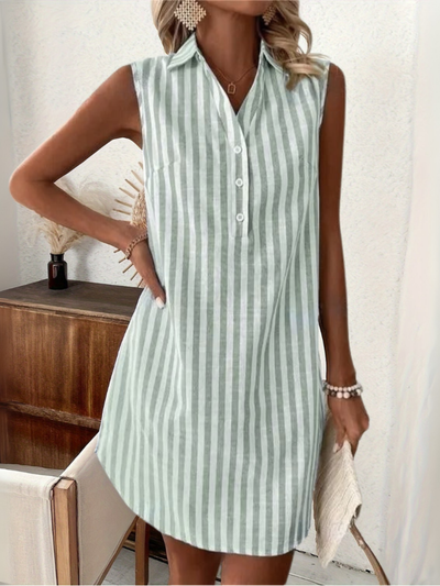 Anne | Elegant stribet skjortekjole