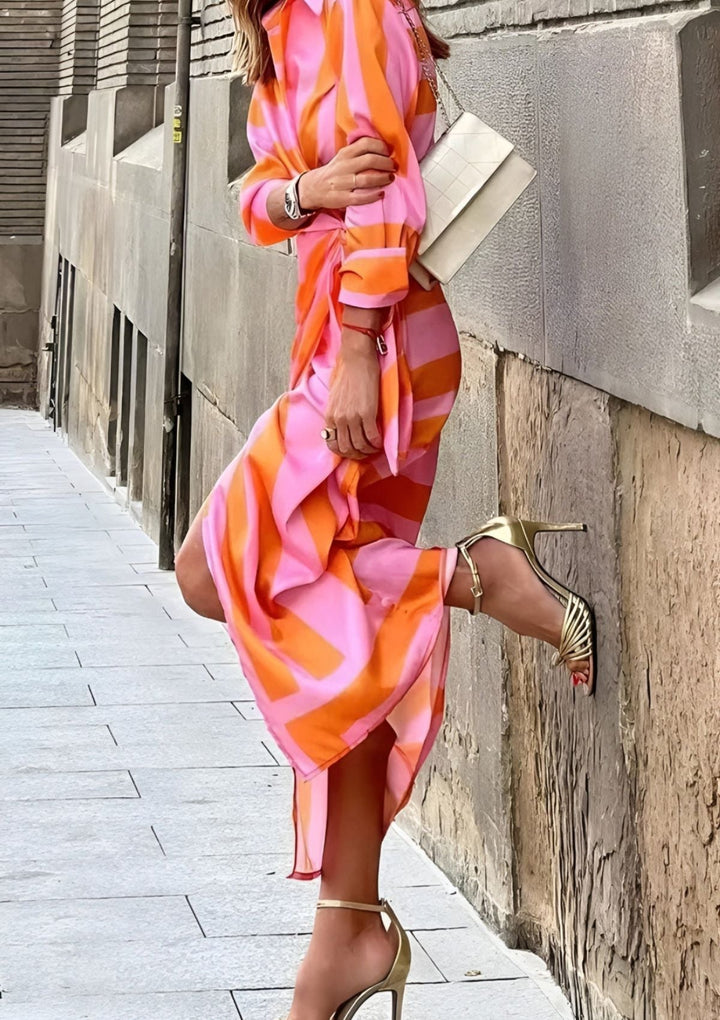 Amelia | Stribet Omslagskjole