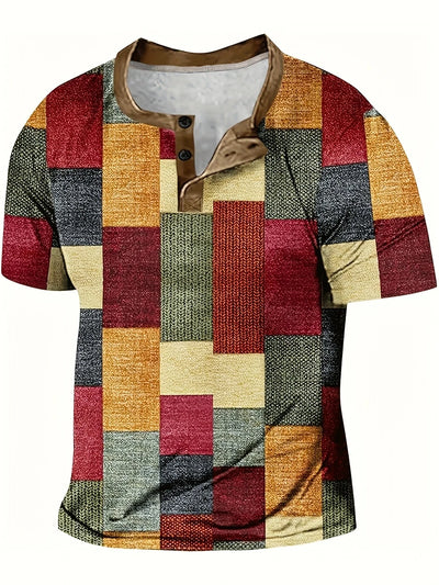 Maron | Stilfuld Patchwork Henley Skjorte